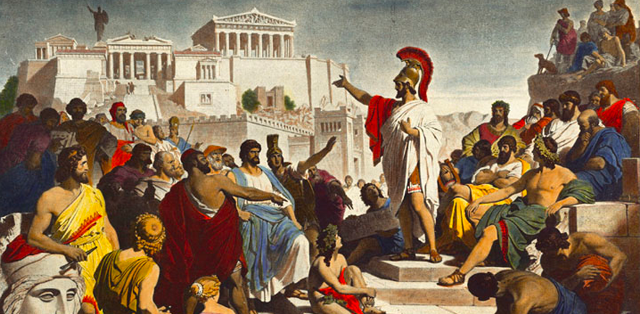 Pericle parla agli ateniesi. Dipinto di Philipp von Foltz